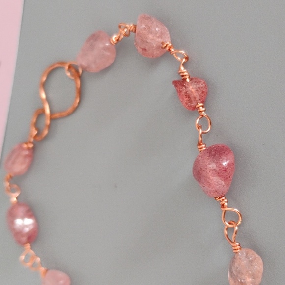 Turquoise And Strawberry Quartz Bracelet - Picture 2 of 9